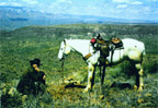 Horse an rider resting on top of TT Ranch Mountain