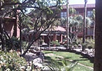 A photo of the Holiday Inn & Suites Phoenix Airport North exclusive central courtyard with gazebo.